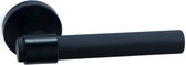 SAAR Systems poignée de porte moletée noir mat brossé avec rosaces rondes - jeu complet de 2 pièces
