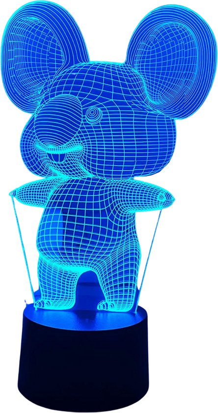 Onirique - Veilleuse 3D - Lampe 3D - 16 Couleurs Changeantes Dimmable - Avec Télécommande - Décoration - Illusion Led - Veilleuse - Jouets pour Enfants - Lampe - Cadeau d'Anniversaire - Garçons - Filles - Koala