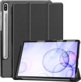 DrPhone Tri-Fold - Opvouwbare Cover - PU Lederen Case - Voorkant + Achterkant - Geschikt voor Galaxy Tab S6 10.5 - 2019 - zwart