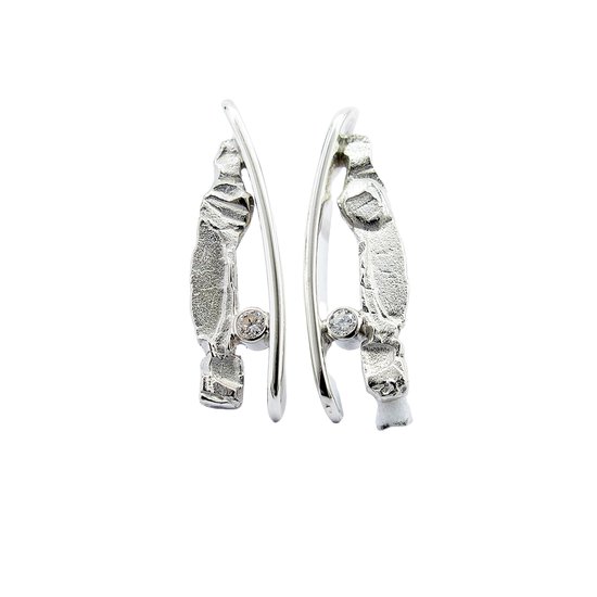 Endy - ByTess - Oorbellen - Handgemaakt - Zilver - 925 - Zilveren sieraden - Uniek cadeau - Cadeau dames - Dames - Sieraden - Diamant - Lab Grown Diamant - luxe sieraden - Cadeau - Oorstekers