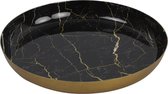 Countryfield Dienblad - Marble look - Metaal - zwart/goud - D20 x 2.5 cm