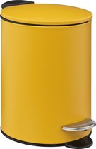 Poubelle à pédale 5Five - jaune moutarde - métal - 3L - 23 cm - fermeture soft - pour salle de bain et WC