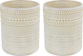 Countryfield Luxe theelichthouder - 2x stuks - Aurora - glas - creme wit/goud - D7 x H8 cm