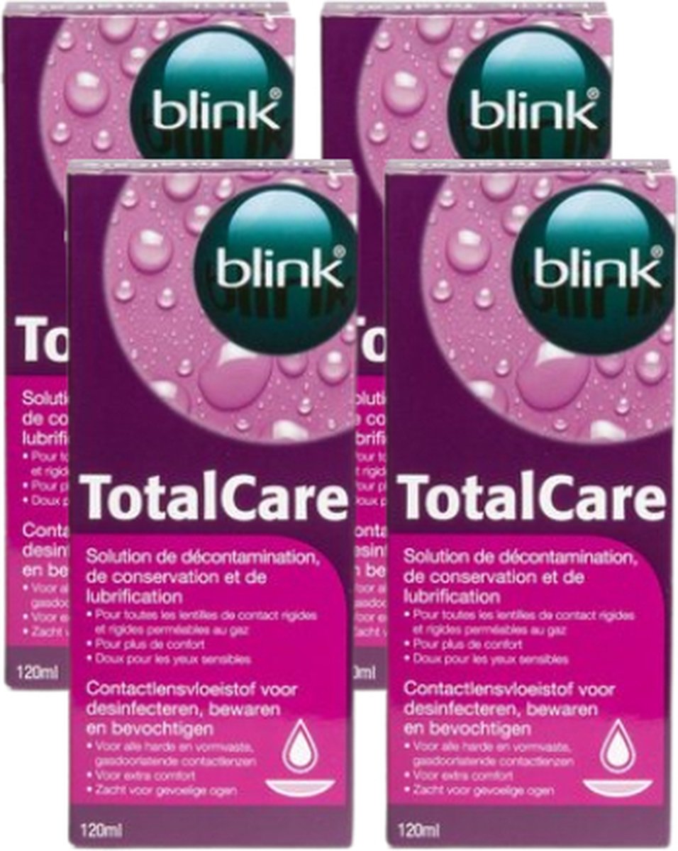 Blink TotalCare solution 4 x 120 ml + 4 x lenshouders - voordeelverpakking lenzenvloeistof