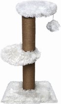 Topmast Krabpaal Fluffy Merida - Wit - 34 x 34 x 67 cm - Made in EU - Krabpaal voor Katten - Sterk Sisal Touw - Met Kattenballetje