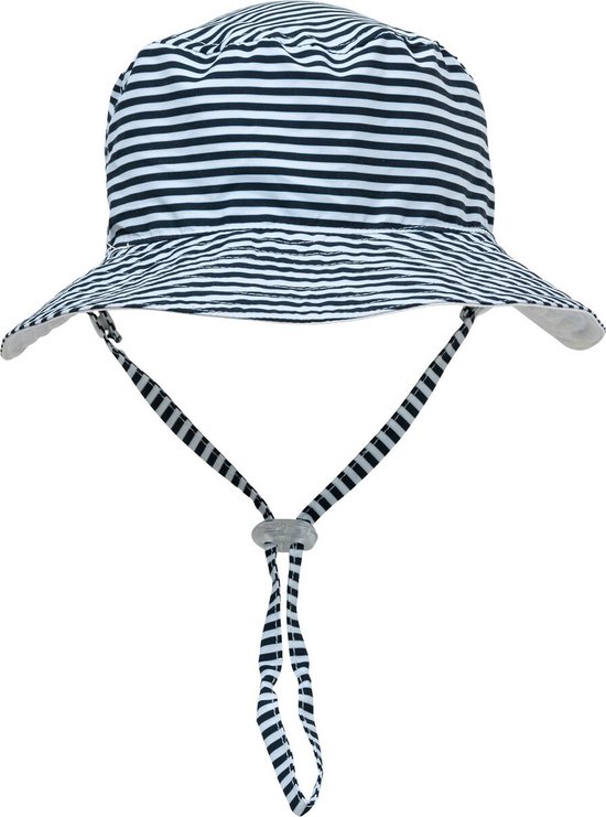 Snapper Rock - UV Bucket hat voor kinderen - Gestreept - Blauw/Wit - maat M (55CM)