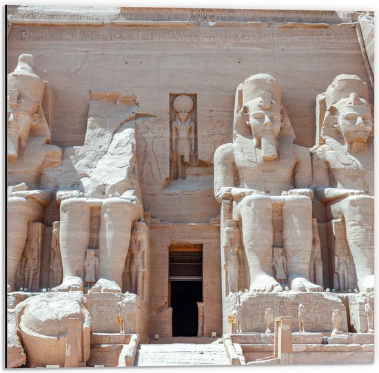 Dibond - De Tempels van Abu Simbel in Egypte - 50x50 cm Foto op Aluminium (Met Ophangsysteem)