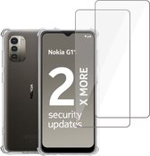 Geschikt voor Nokia G11/G21 Hoesje + 2x Screenprotector – Gehard Glas Cover + Shock Proof Case – Transparant