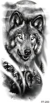 Wolf Sleeve Tattoo | Tijdelijke tattoo sleeve volwassenen | Neptattoo | Temporary Wolf Tattoo | 20,5 cm x 9,5 cm