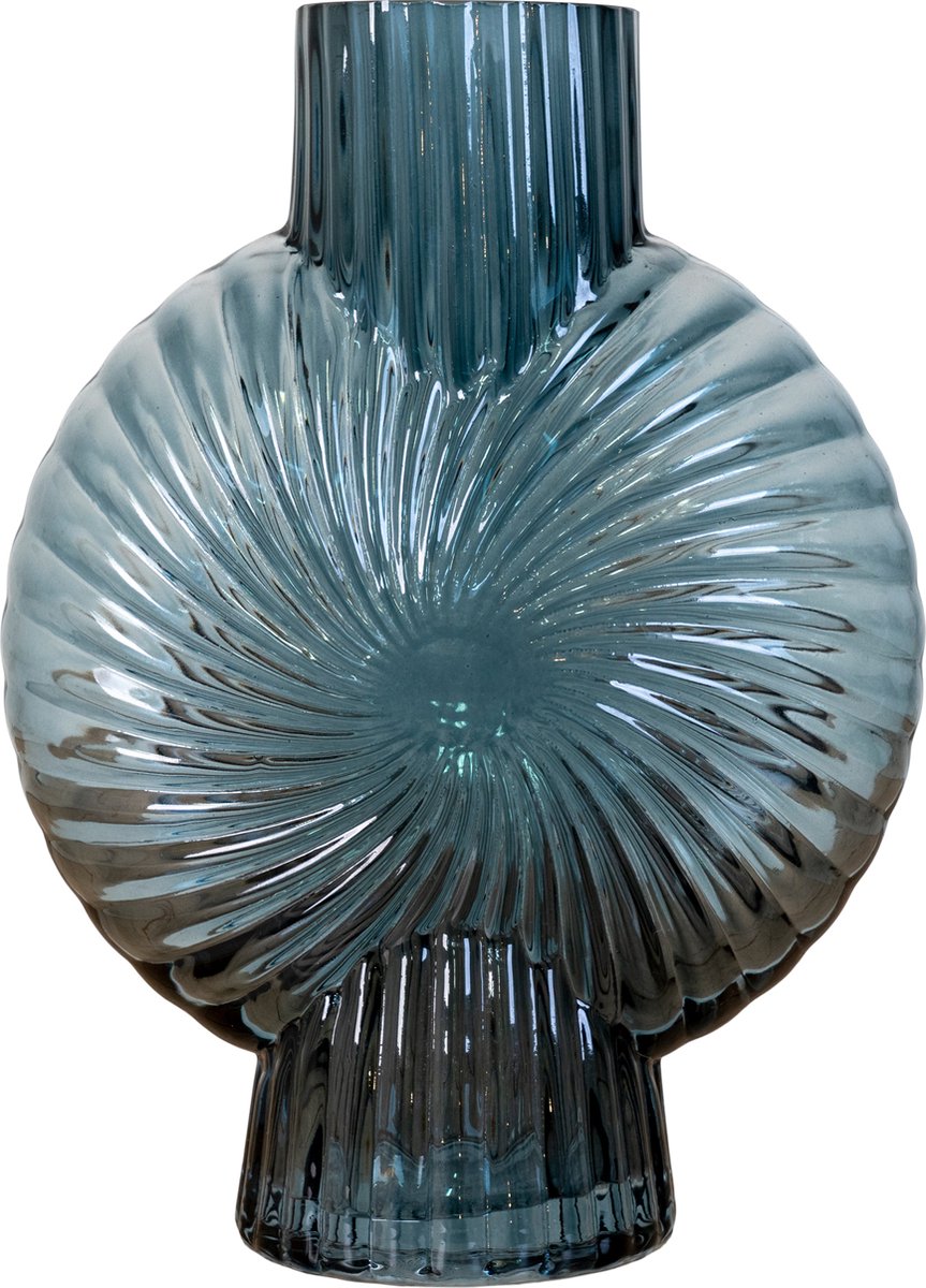 House Nordic -Glazen Vaas - Vaas in blauw glas - 7x15,5x20,5 cm