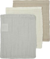 Meyco Baby Uni washandjes - 3-pack - hydrofiel - offwhite/light grey/sand - 20x17cm