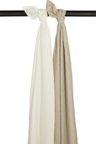 Meyco Bébé Uni emmaillotage - pack de 2 - hydrophile - blanc cassé/sable - 120x120cm