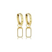 Minimalistische gouden oorbellen met White Aventurine edelsteen - 10mm - Classy combinatie van ronde gouden oorbel met witte Aventurine hanger - Met luxe cadeauverpakking