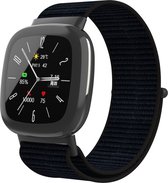 Bracelet Strap-it Smartwatch nylon avec velcro - Convient pour Fitbit Versa 4 / Fitbit Sense 2 - noir