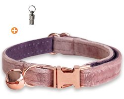 ACE Pets Kattenhalsband met belletje – Halsband Kat & Kitten - Kittenhalsband & Kattenbandje - Kattenbelletje - Pluche velvet - Roze Image