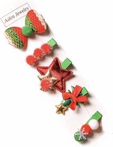 Akyol - 5 stuks - versiering voor kerst - Stof - leuke haarspeld kerst - strik voor meiden - leuke haarclipjes kerst - kerst cadeau - sinterklaas - Kerstdecoratie -haar accessoire - haarclipjes - kerststrikjes - Decoratie - Kerstsfeer