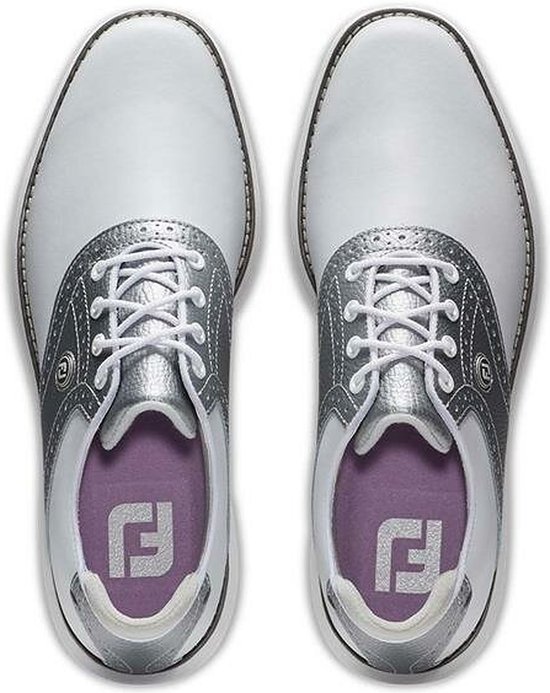 Chaussures de golf Femme Footjoy Traditions Wit Argent Sans