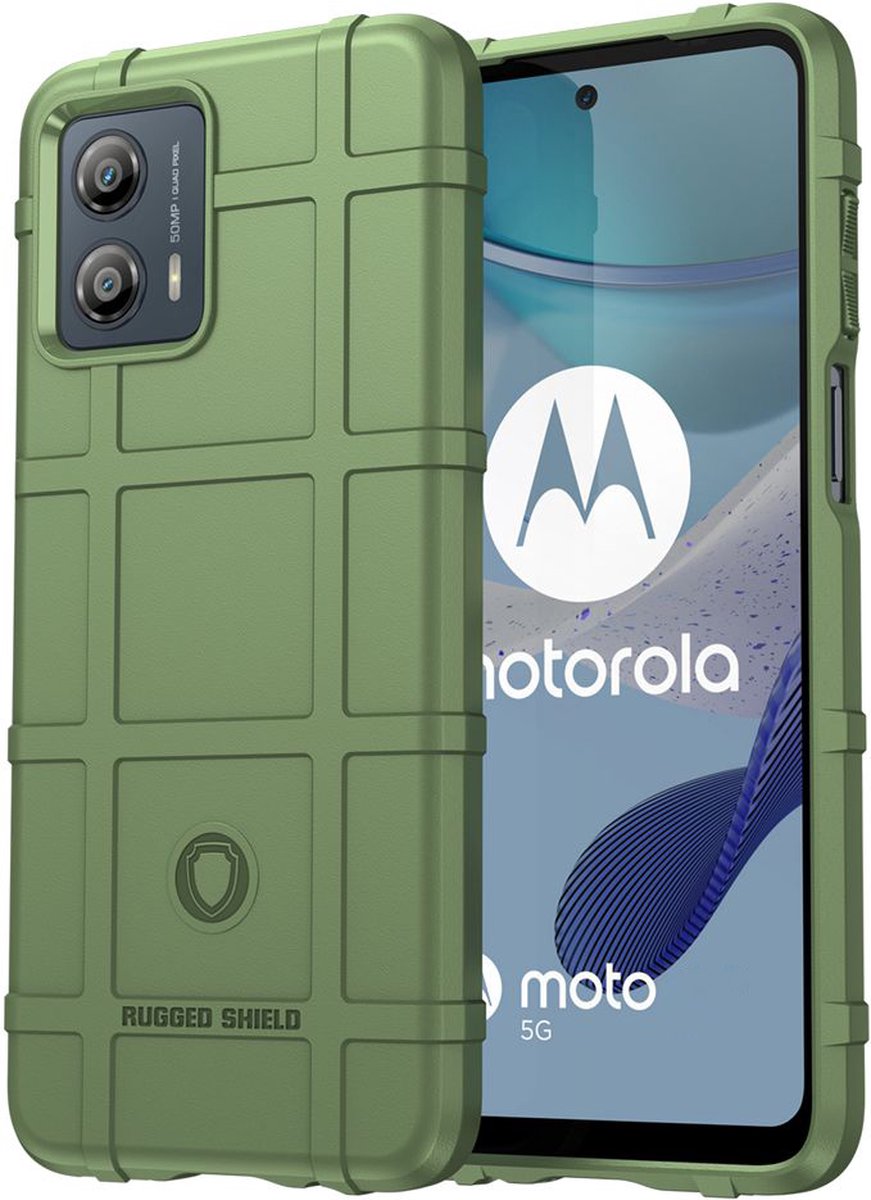 MobyDefend Hoesje - Geschikt voor Motorola Moto G73 - Rugged Shield TPU Backcover - Groen