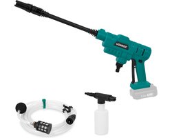 VONROC Accu drukreiniger 20V – 24bar – 198 l/h – Incl. 5m aanzuigslang, reinigingsmiddelenfles en regelbare spuitmond – Zonder accu & lader