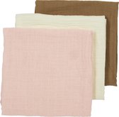 Meyco Baby Uni hydrofiele doeken - 3-pack - offwhite/soft pink/toffee - 70x70cm