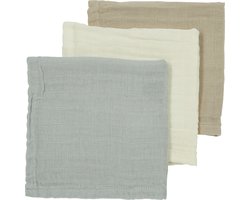 Meyco Baby Uni monddoekjes - 3-pack - hydrofiel - offwhite/light grey/sand - 30x30cm