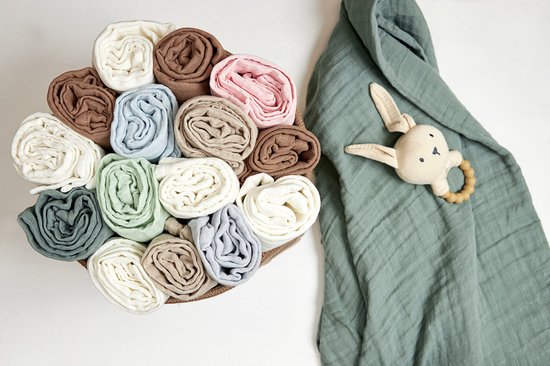 Meyco Baby Uni swaddle - 2-pack - pre-washed hydrofiel - light grey/sand - 120x120cm van Meyco — afbeelding 2
