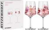 Set de verres à apéritif Summer SONETT #4 de Doro von Rüden et Sonja Eikler, en verre de cristal, 544 ml, va au lave-vaisselle, dans une boîte cadeau, rose, vert, 3461004, 2 pièces (1 pièce)