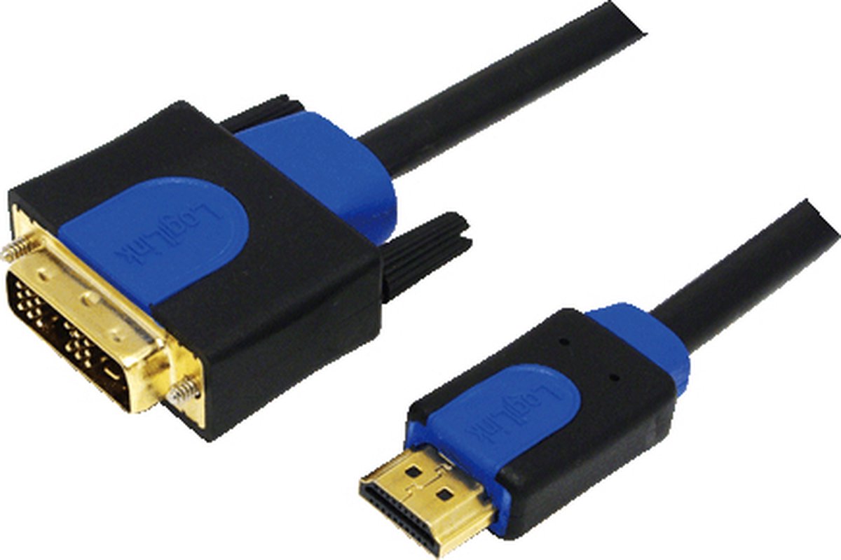 LogiLink CHB3102 video kabel adapter DVI- HDMI zwart/blauw 2m