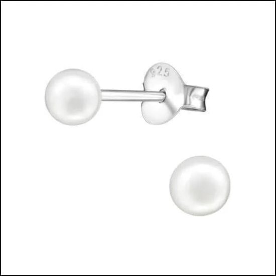 Aramat jewels ® - Zilveren pareloorbellen 925 zilver wit 4mm