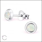 Aramat jewels ® - Zilveren swarovski elements kristal oorbellen rond 5mm witte opaal