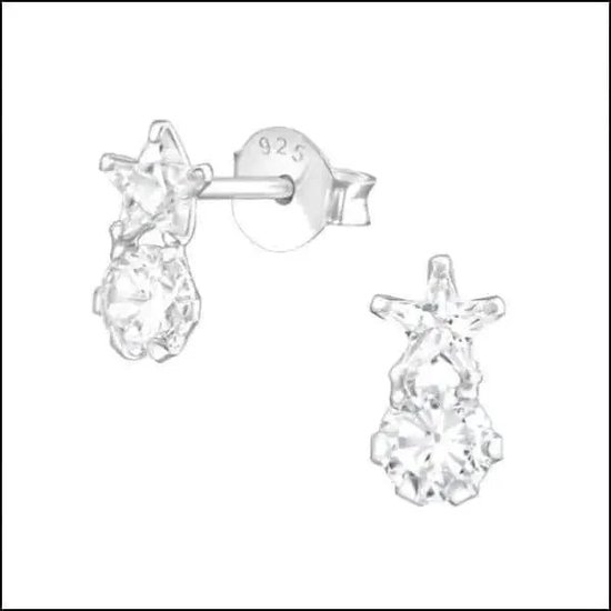 Aramat jewels ® - Zilveren oorbellen ster transparant zirkonia 925 zilver 5mm x 8mm kinderen
