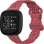 Strap-it Smartwatch bandje - siliconen bandje met patroon - geschikt voor Fitbit Versa 3 / Versa 4 / Sense / Sense 2 - rood