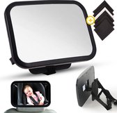 HeppieBabie - Autospiegel Baby 360° Verstelbaar - XL Formaat - Met Gratis Reinigingsdoekje - Achteruitkijkspiegel - Auto Achterbank spiegel