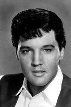 Tuinposter - Filmsterren - Retro / Vintage - Elvis Presley in wit / grijs / zwart - 60 x 90 cm.