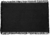 Secret de Gourmet placemats Kenya - 1x - zwart - 45 x 30 cm - katoen - met franjes