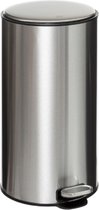 5Five Prullenbak/pedaalemmer Delta - zilver - metaal - 30 liter - 39 x 33 x 62 cm - keuken