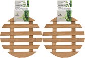 Haushaltshelden pannenonderzetterss - 2x - rond - D17 cm - bamboe hout
