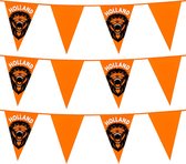 Vlaggenlijn XL - 3x - oranje met leeuw - 8 meter - 14 vlaggen - kunststof