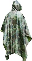 Pakket van 2x stuks camouflage leger print regenponcho's met capuchon voor volwassenen - Herbruikbaar outdoor regenkleding
