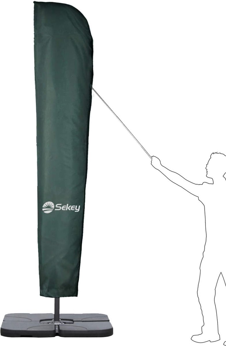 Sekey Beschermhoes voor zweefparasol/parasol, afdekhoes voor parasol, 100% polyester groen