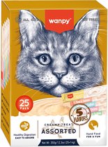 Bol.com Wanpy Creamy Lickable Treats 5 smaken - Voordeelpack 25 Stuks - Kattensnack aanbieding