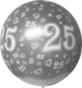 Mega ballon bedrukt 25 metallic zilver 36 inch (Ø 90cm)