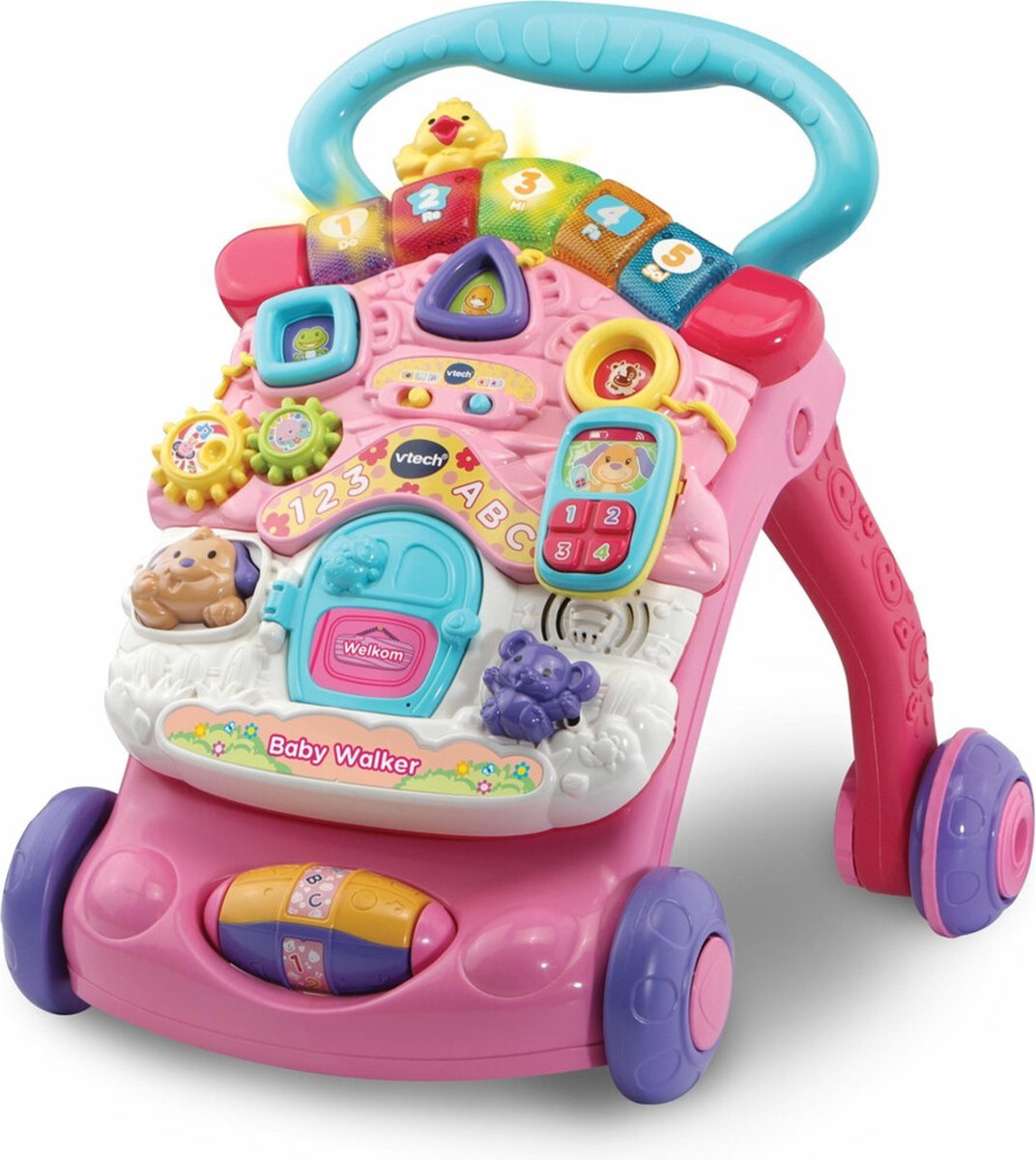 VTech 2 in 1 Baby Walker - Educatief Baby Speelgoed - Licht & Geluidseffecten - Loopwagen - Roze - 9 tot 36 Maanden