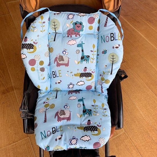 Allernieuwste Buggy Inleg Kussen Blauwe Dieren - Tweezijdig bruikbaar - Kinderwagen - Kinderstoel hoes - Wasbaar van Allernieuwste — afbeelding 2