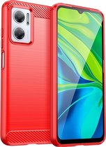 Mobigear Hoesje geschikt voor Xiaomi Redmi 10 5G Telefoonhoesje Flexibel TPU | Mobigear Brushed Slim Backcover | Redmi 10 5G Case | Back Cover - Rood