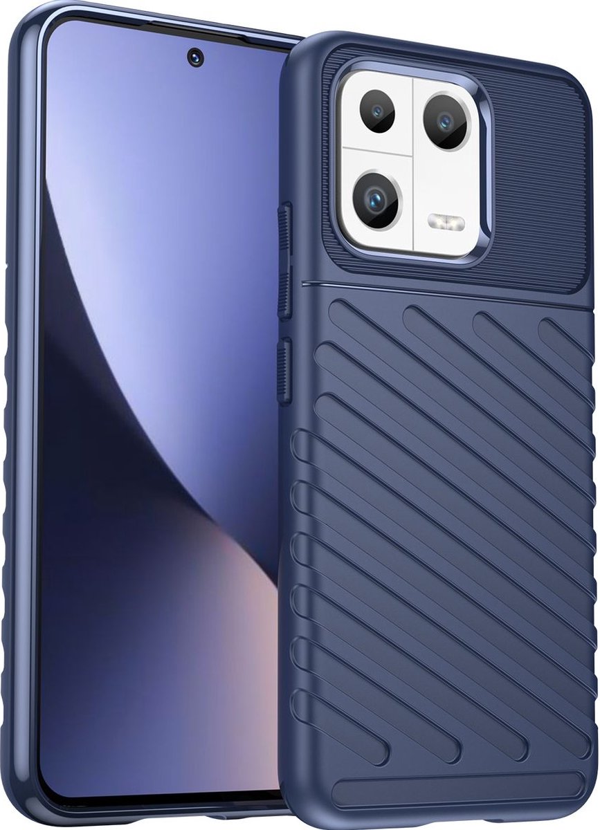 Mobigear Hoesje geschikt voor Xiaomi 13 Telefoonhoesje Flexibel TPU | Mobigear Groove Backcover | 13 Case | Back Cover - Blauw