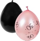 Ballonnen | 30 Jaar | 8 stuks | Zwart - Roze