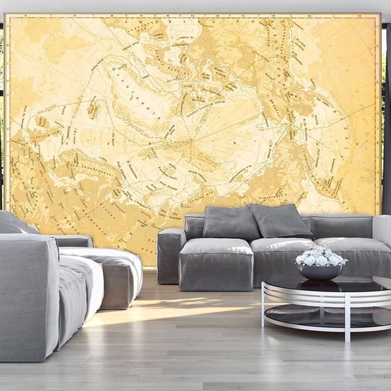 Papier peint photo Peint - Papier Peint Intissé - Morceau Vintage de Wereldkaart - 254 x 184 cm