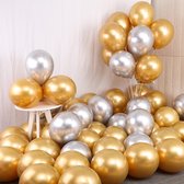 Feest Ballon- Luxe -metallic - zilver-goud- 12stuks
