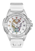 Philipp Plein The $Kull PWNAA1023 Horloge - Siliconen - Wit - Ø 41 mm